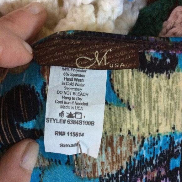 VTG 90s UNWORN BOHO PRINT DRESS W/EMBELLISHED NECKLINE S - Picture 6 of 6